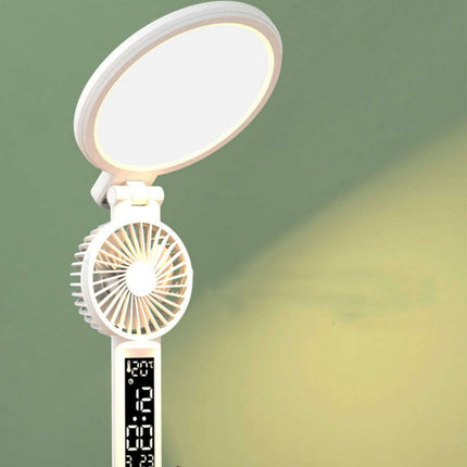LED Clock Table Lamp USB Chargeable Dimmable Desk Lamp Plug-in LED Fan Light Foldable Eye Protection Reading Night Light - Très Elite