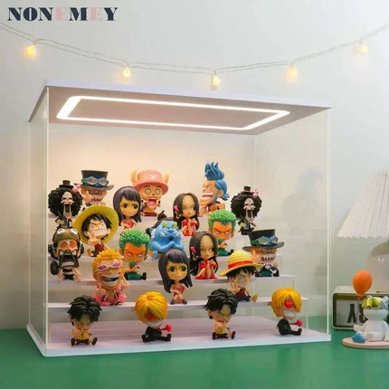 LED-Enhanced 6-Tier Acrylic Display Case with Dust-Resistant Sliding Doors- Très Elite- Très Elite