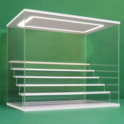 LED-Enhanced 6-Tier Acrylic Display Case with Dust-Resistant Sliding Doors- Très Elite- Très Elite