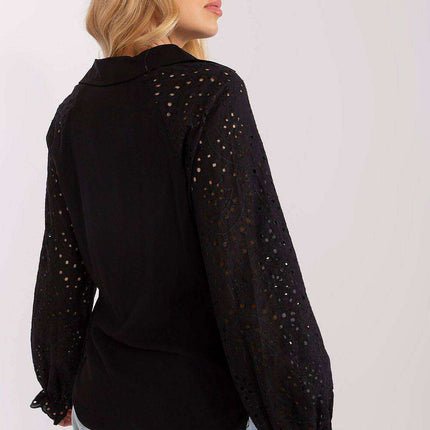 Lace-Accented Sophisticated Long-Sleeve Top - Très Elite