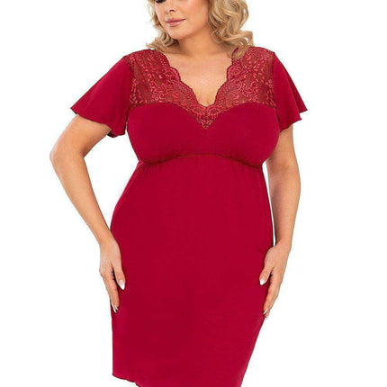 Lace-Embellished Wine-Inspired Chemise Nightgown - Très Elite
