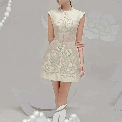 Lace Embroidered A-line Mini Dress for Women - Très Elite