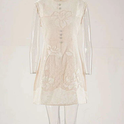 Lace Embroidered A-line Mini Dress for Women - Très Elite