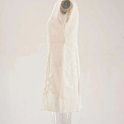Lace Embroidered A-line Mini Dress for Women - Très Elite