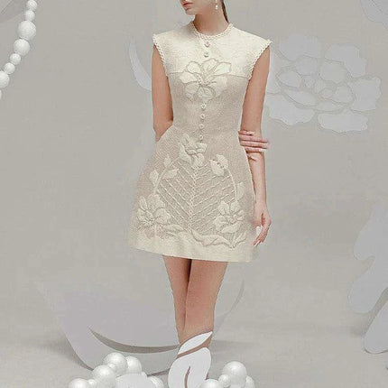 Lace Embroidered A-line Mini Dress for Women - Très Elite