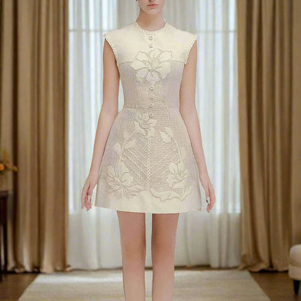 Lace Embroidered A-line Mini Dress for Women - Très Elite