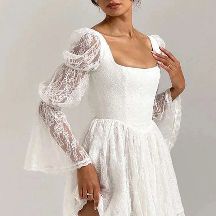 Lace Long Sleeve Sexy Mini Dress - Très Elite