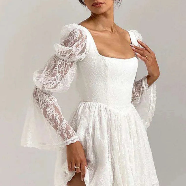 Lace Long Sleeve Sexy Mini Dress