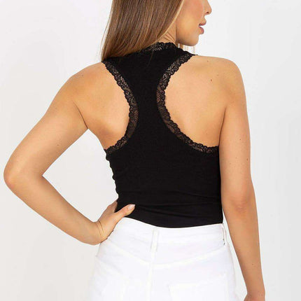 Lace Trim Boxer Style Blouse With Delicate Lace Detail - Très Elite