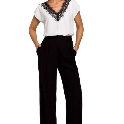 Lace Trim Sleeveless Blouse - Très Elite