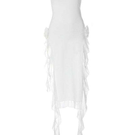 Lace-Trimmed Bodycon Dress with Alluring Thigh-High Split - Très Elite