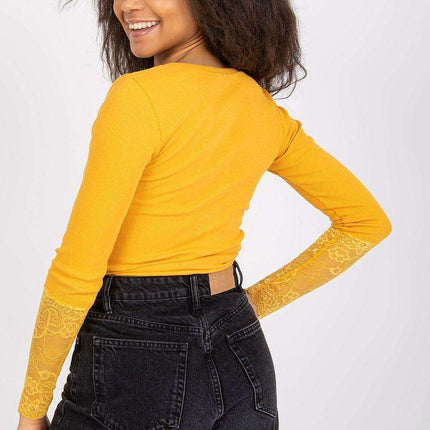 Lace Trimmed Ribbed Elegance Blouse For Women European Made - Très Elite