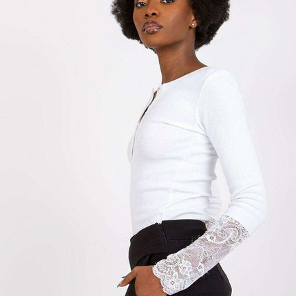 Lace Trimmed Ribbed Elegance Blouse For Women European Made - Très Elite
