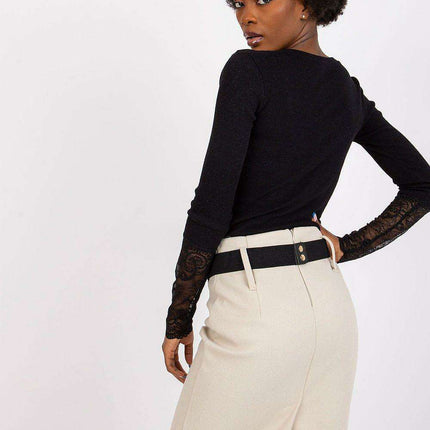 Lace Trimmed Ribbed Elegance Blouse For Women European Made - Très Elite