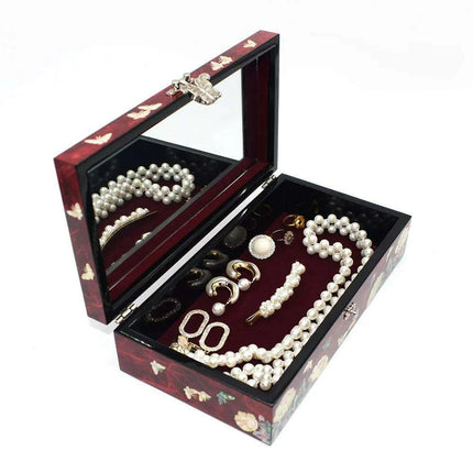 Lacquered Mother of Pearl Butterfly Jewelry Box with Abalone Shell - Handmade Keepsake for Women - Très Elite
