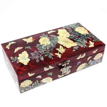 Lacquered Mother of Pearl Butterfly Jewelry Box with Abalone Shell - Handmade Keepsake for Women - Très Elite