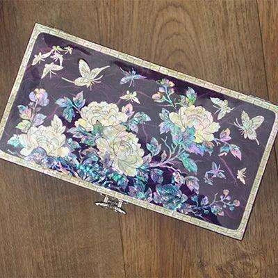 Lacquered Mother of Pearl Butterfly Jewelry Box with Abalone Shell - Handmade Keepsake for Women - Très Elite