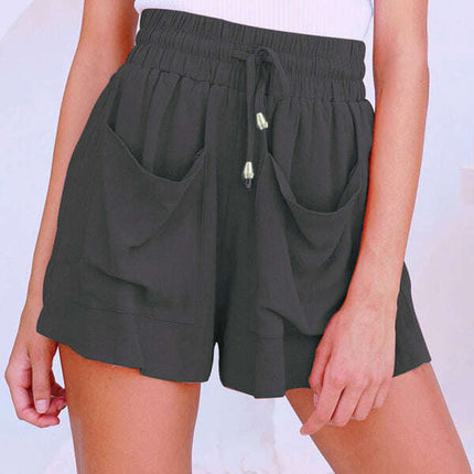Ladies Cotton Linen High Waist Loose Wide Leg Shorts - Très Elite