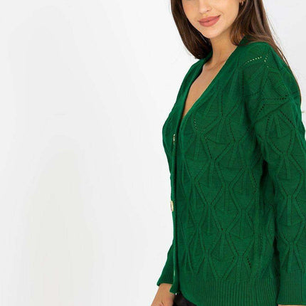 Ladies Parisian Openwork Button Down Sweater Chic Everyday - Très Elite