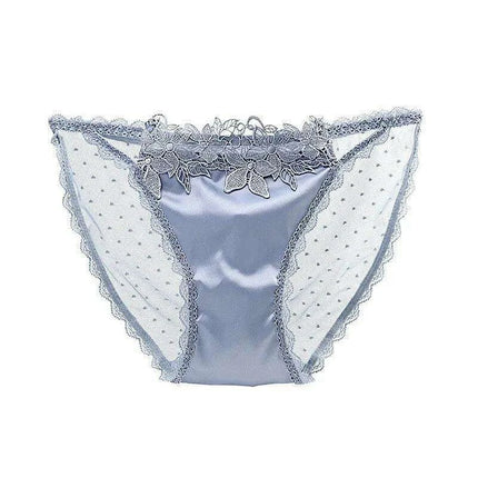 Ladies Seamless Satin Briefs with Floral Design - Sexy Mesh Back Underwear in Various Colors - Très Elite
