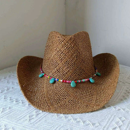 Lake Blue Western Cowboy Straw Hat Unisex with Adjustable Size - Très Elite