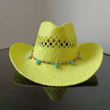 Lake Blue Western Cowboy Straw Hat Unisex with Adjustable Size - Très Elite