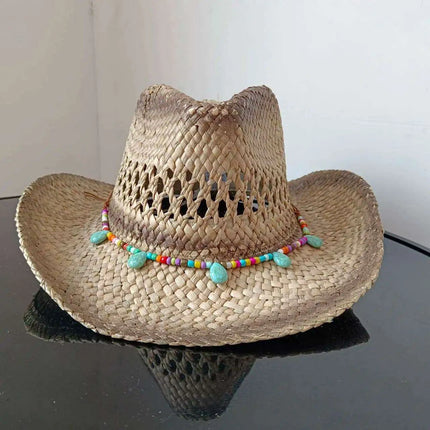 Lake Blue Western Cowboy Straw Hat Unisex with Adjustable Size - Très Elite