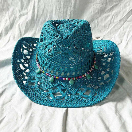 Lake Blue Western Cowboy Straw Hat Unisex with Adjustable Size - Très Elite