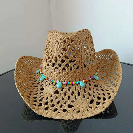 Lake Blue Western Cowboy Straw Hat Unisex with Adjustable Size - Très Elite