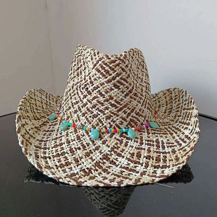 Lake Blue Western Cowboy Straw Hat Unisex with Adjustable Size - Très Elite