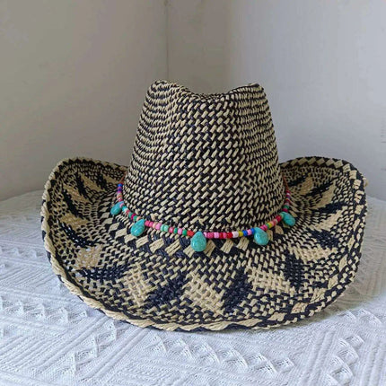 Lake Blue Western Cowboy Straw Hat Unisex with Adjustable Size - Très Elite