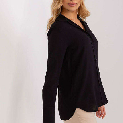 Lakerta Elegance Women's Long Sleeve Viscose Shirt with Stylish Semi-Circular Hem - Available in Sizes S/M & L/XL - Très Elite