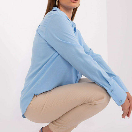 Lakerta Elegance Women's Long Sleeve Viscose Shirt with Stylish Semi-Circular Hem - Available in Sizes S/M & L/XL - Très Elite