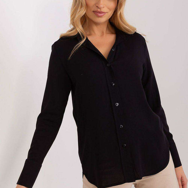 Lakerta Elegance Women's Long Sleeve Viscose Shirt with Stylish Semi-Circular Hem - Available in Sizes S/M & L/XL
