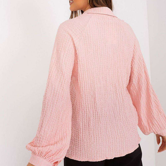 Lakerta Elegant Textured V-Neck Blouse - A Stylish Essential for Every Occasion