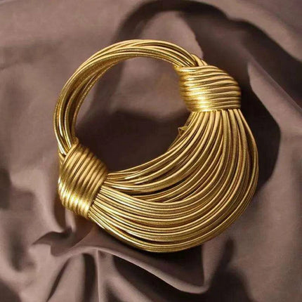 Lavish Gold Handcrafted Hobo Bag Set with Stylish Rope Accents - Très Elite