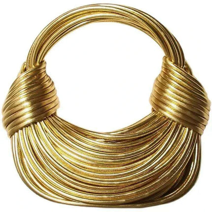 Lavish Gold Handcrafted Hobo Bag Set with Stylish Rope Accents - Très Elite