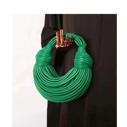 Lavish Gold Handcrafted Hobo Bag Set with Stylish Rope Accents - Très Elite