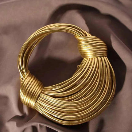 Lavish Gold Handcrafted Hobo Bag Set with Stylish Rope Accents - Très Elite