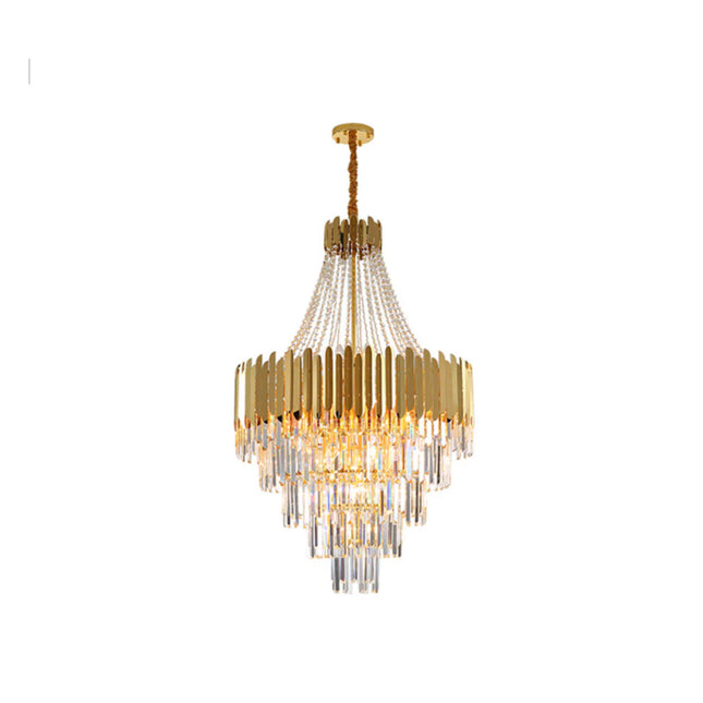 Layered Golden Crystal Chandelier