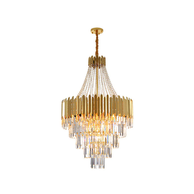 Layered Golden Crystal Chandelier