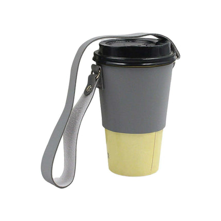 Leather Cup Holder with Strap - Stylish Drink Sleeve for Hot and Cold Drinks - Très Elite