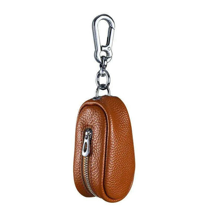 Leather Zippered Key Organizer Wallet for Car Keys