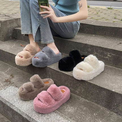 Leisure Fleece-lined Platform Slippers - Très Elite