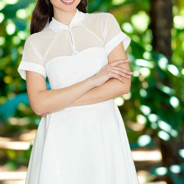 "Lenitif" Sheer Mesh Top Short Dress - Elegant Charm for Every Occasion