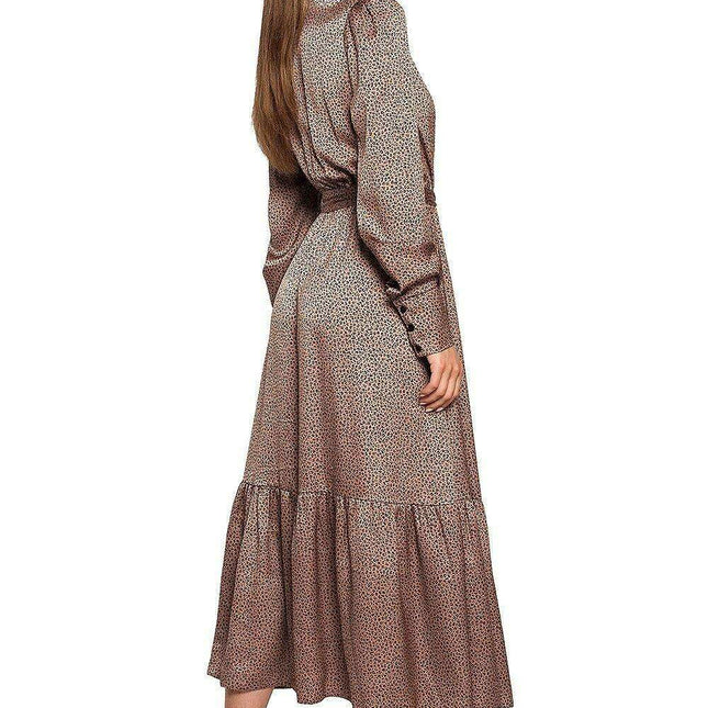 Leopard Print Chic Ruffle Maxi Dress