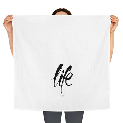 Life Calligraphy Zen Cotton Tea Towel for Stylish Homes - Très Elite