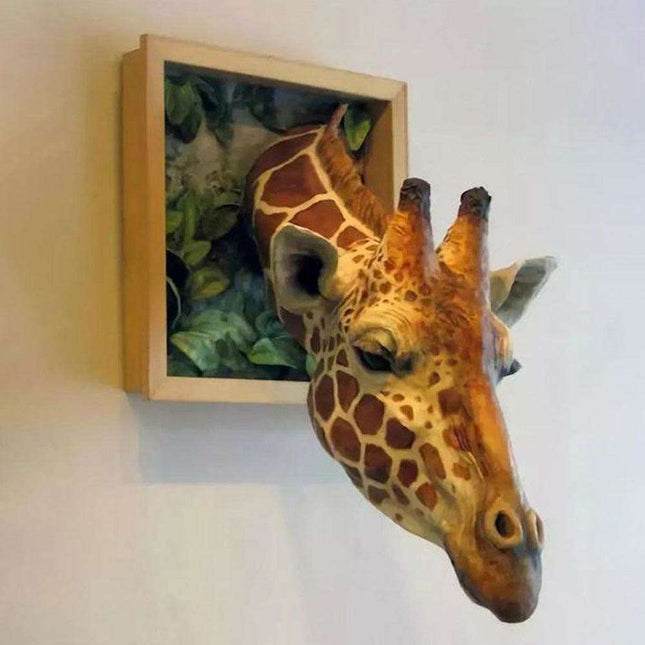 Lifelike 3D Giraffe Wall Sculpture - Bring Nature's Grace into Your Home