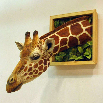 Lifelike 3D Giraffe Wall Sculpture - Bring Nature's Grace into Your Home