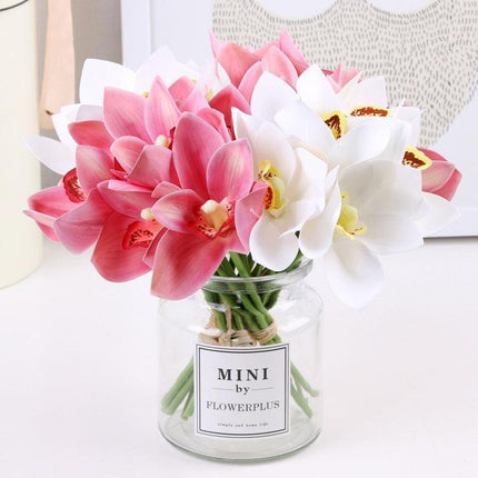 Lifelike 6-Piece Faux Butterfly Orchid Flower Ensemble - Effortless Chic for Every Setting - Très Elite